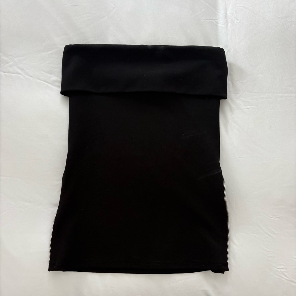 Zara Strapless Tupe Top with Zipper Detail